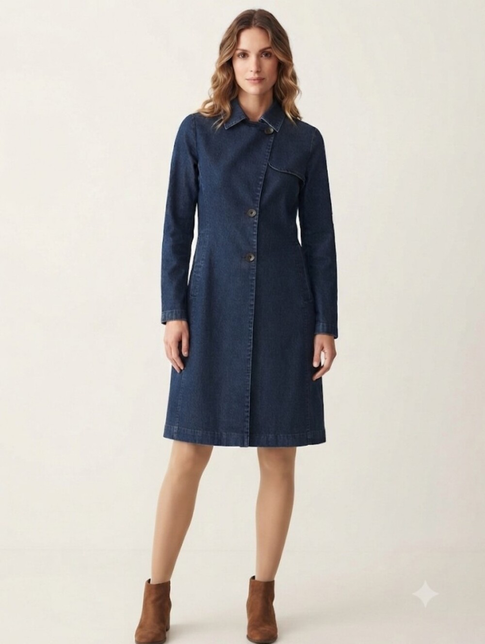 Sergio Valente Dark Blue Long Sleeve Denim Coat Dress